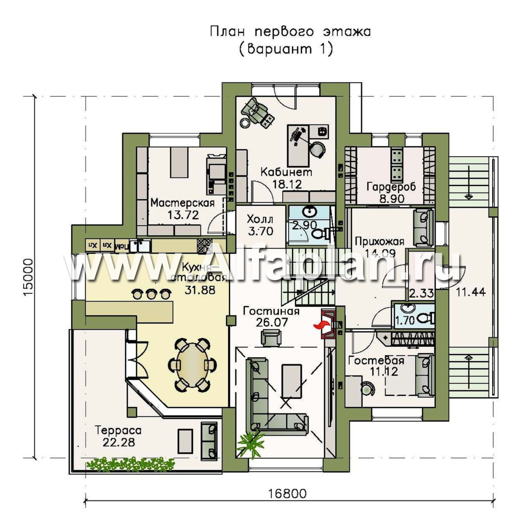 Проекты домов Альфаплан - «Три семерки» - трехэтажный загородный особняк, современный дизайн дома - план проекта №2
