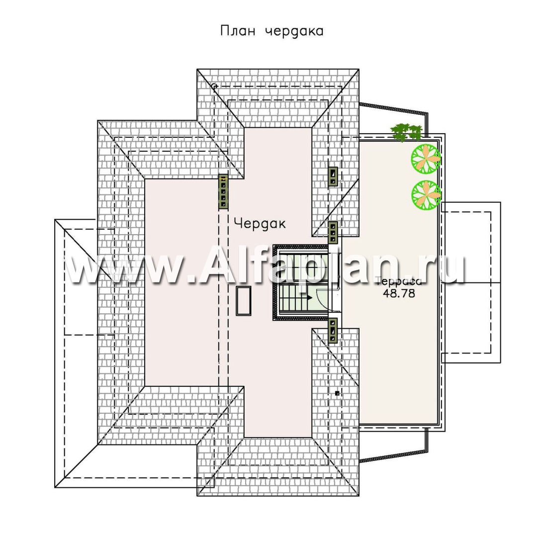 Проекты домов Альфаплан - «Три семерки» - трехэтажный загородный особняк, современный дизайн дома - план проекта №5