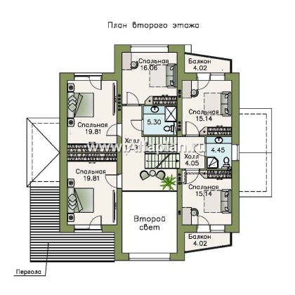 Проекты домов Альфаплан - «Три семерки» - трехэтажный загородный особняк, современный дизайн дома - превью плана проекта №4
