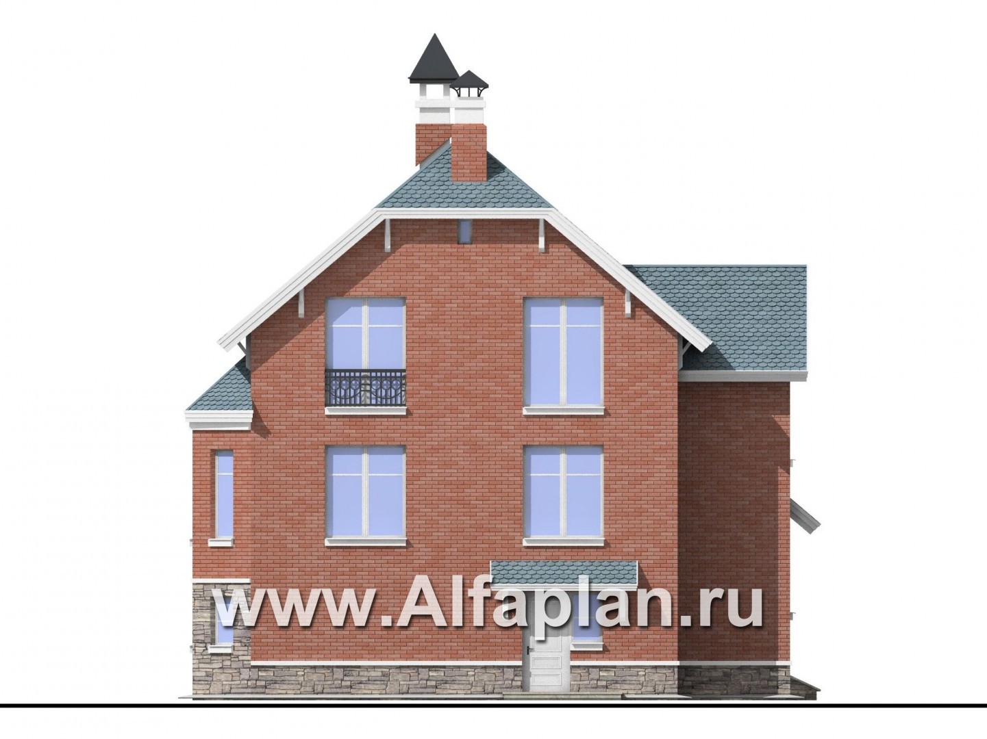 Проекты домов Альфаплан - «Корвет» - трехэтажный коттедж - - изображение фасада №4