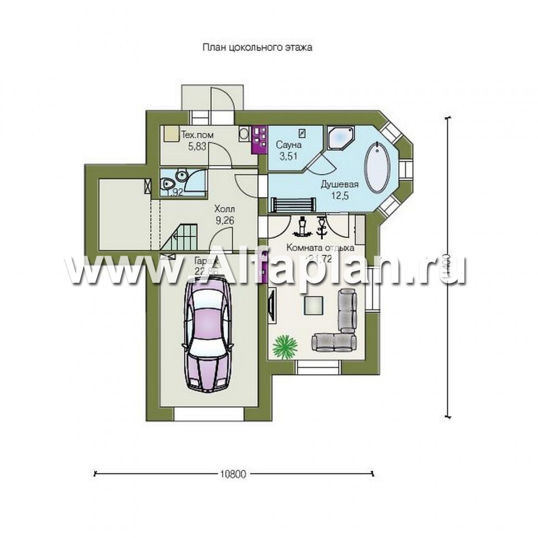 Проекты домов Альфаплан - «Корвет» - трехэтажный коттедж - - изображение плана проекта №1