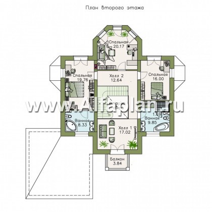 Проекты домов Альфаплан - «Головин» - аристократический коттедж - превью плана проекта №2