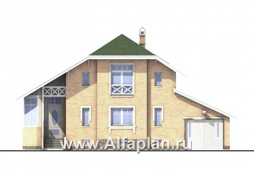 Проекты домов Альфаплан - «Стиль»  - экономичный коттедж с подвалом - превью фасада №1