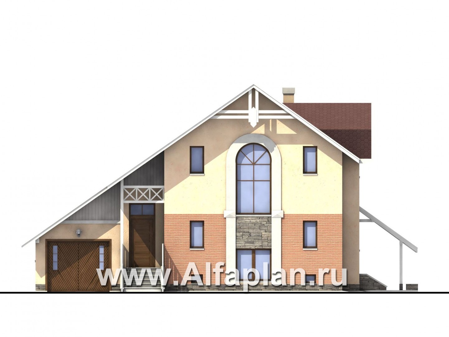 Проекты домов Альфаплан - «Конформ» - экономичный и комфортабельный дом из блоков - изображение фасада №1