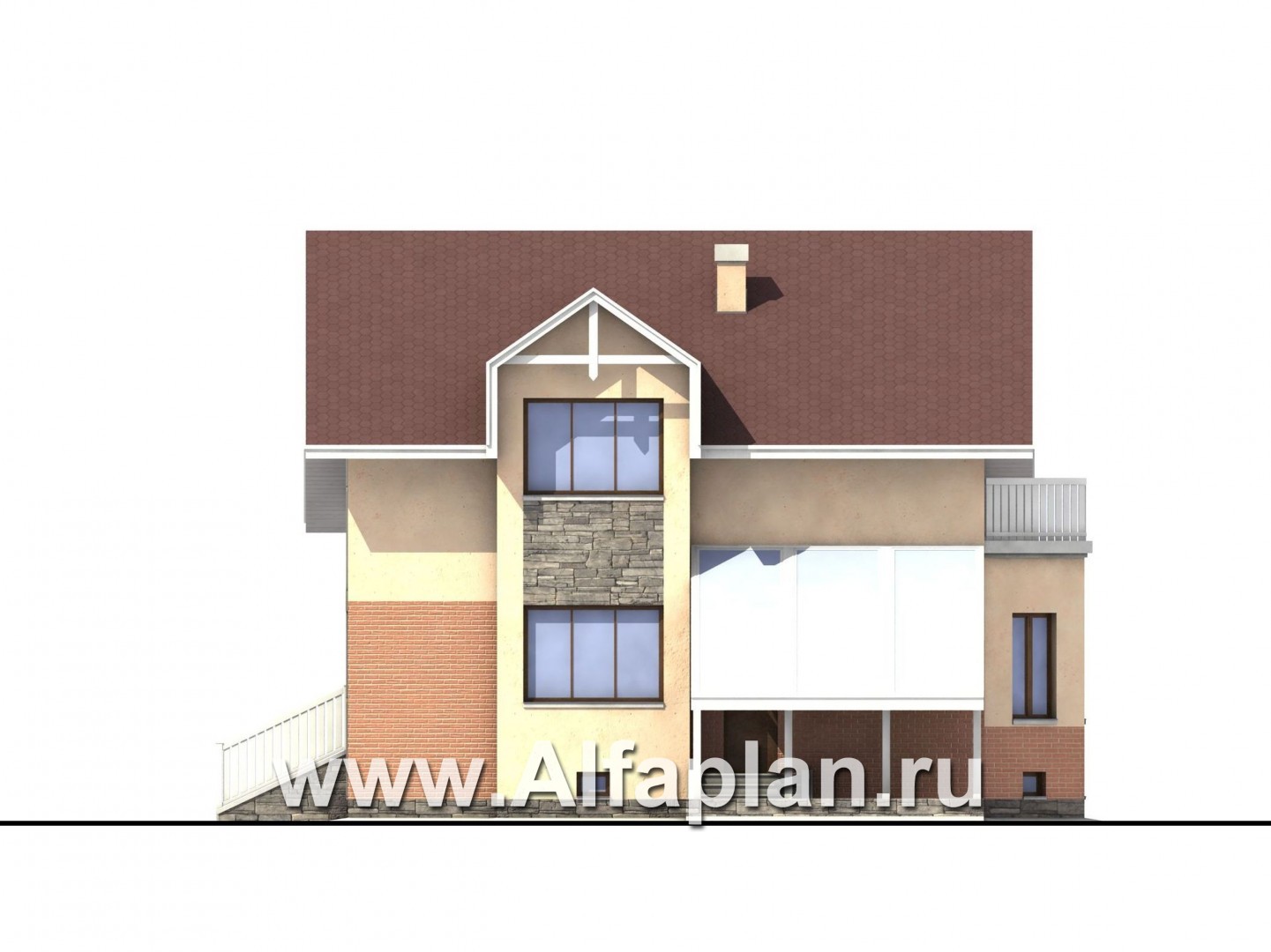 Проекты домов Альфаплан - «Конформ» - экономичный и комфортабельный дом из блоков - изображение фасада №2