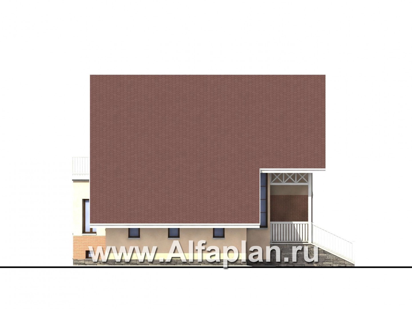 Проекты домов Альфаплан - «Конформ» - экономичный и комфортабельный дом из блоков - изображение фасада №3