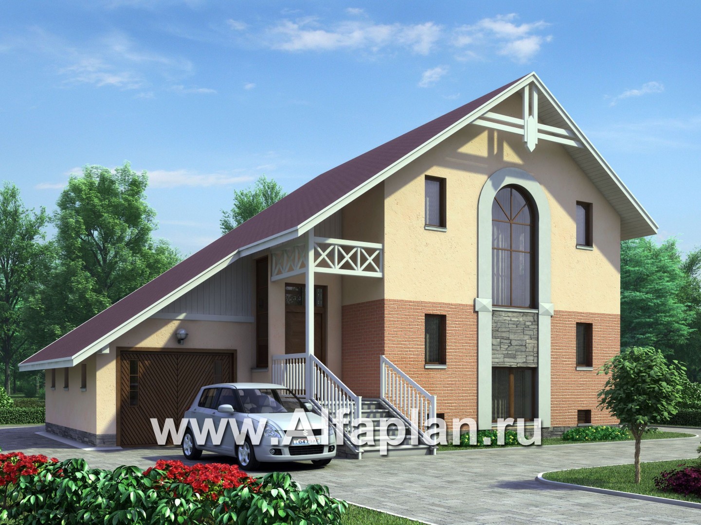 Проекты домов Альфаплан - «Конформ» - экономичный и комфортабельный дом из блоков - основное изображение