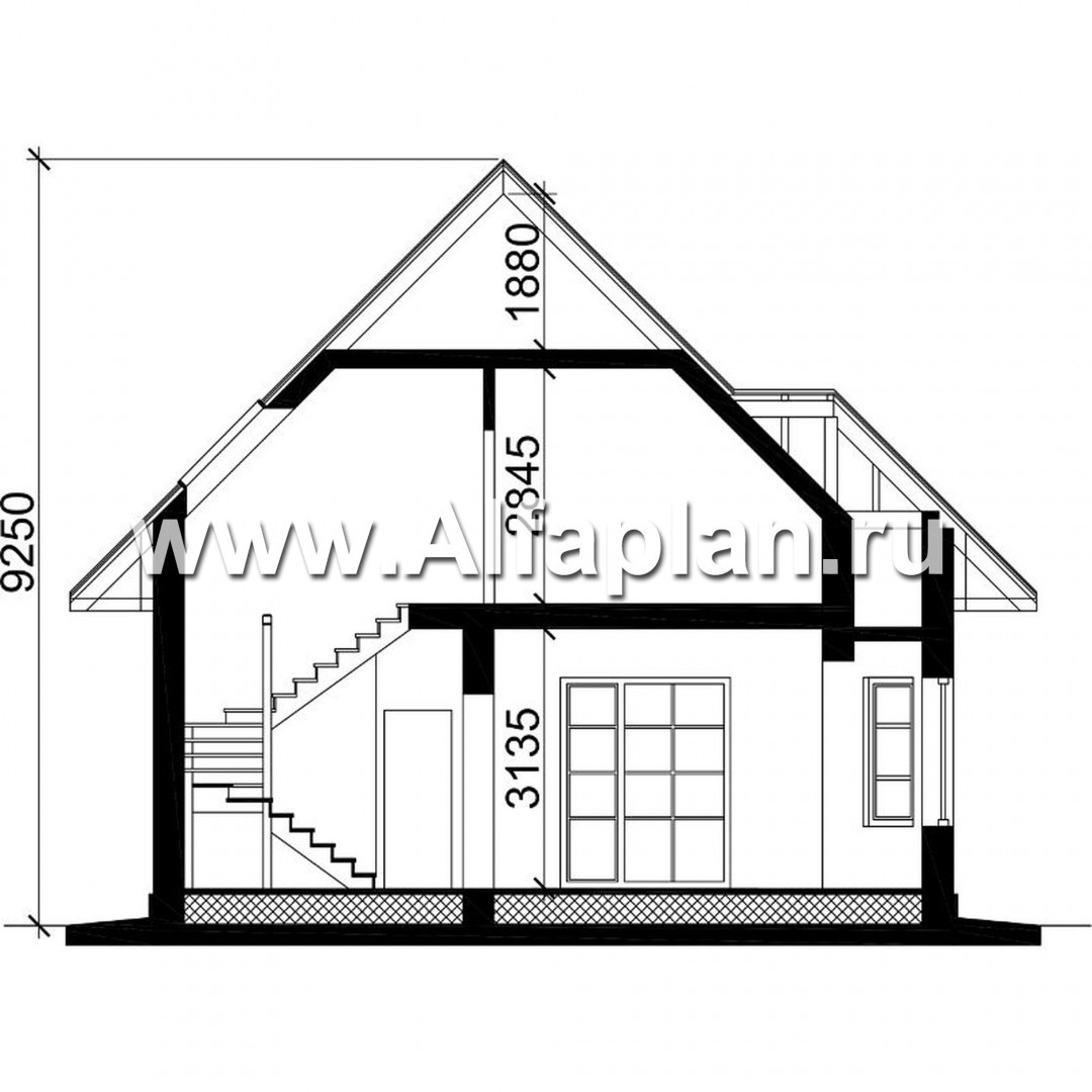 Проекты домов Альфаплан - Мансардный дом для небольшого участка - план проекта №3