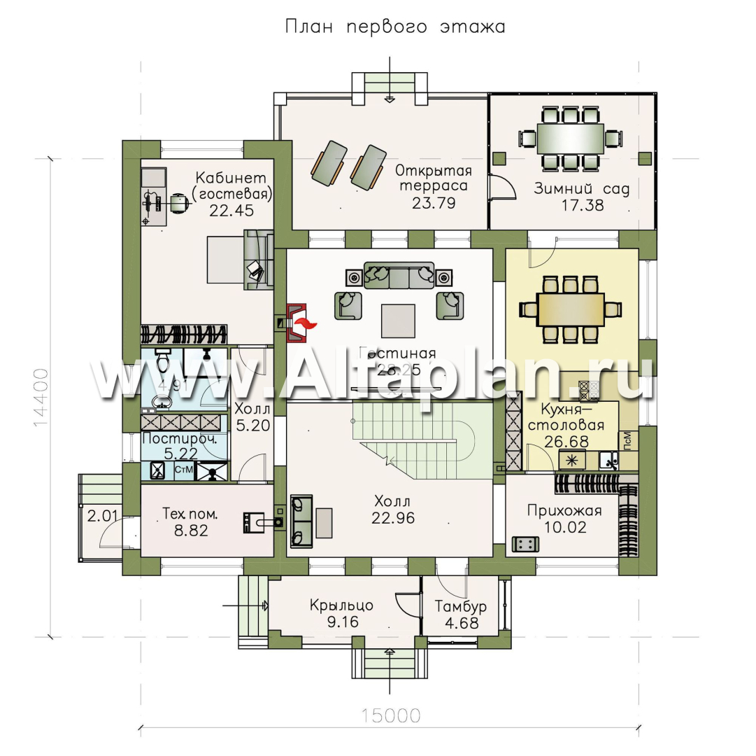 Проекты домов Альфаплан - «Меньшиков» - респектабельный классический двухэтажный особняк - изображение плана проекта №1