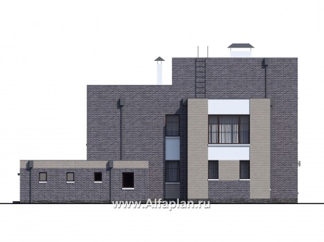 Проекты домов Альфаплан - «Эндр» — большая вилла с гаражом и  с эксплуатируемой кровлей - превью фасада №2