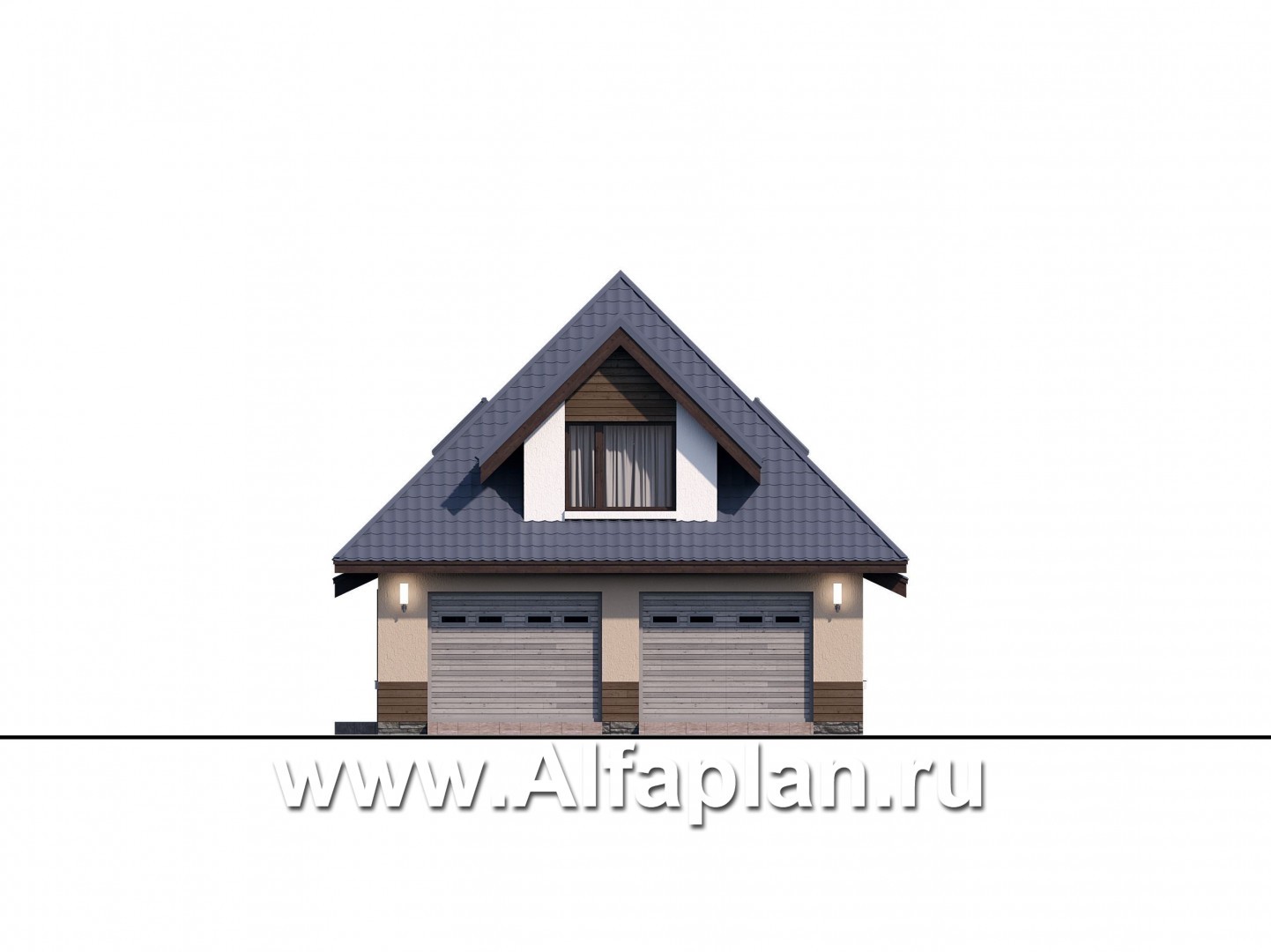 Проекты домов Альфаплан - Гараж со студией и хозблоком - изображение фасада №1