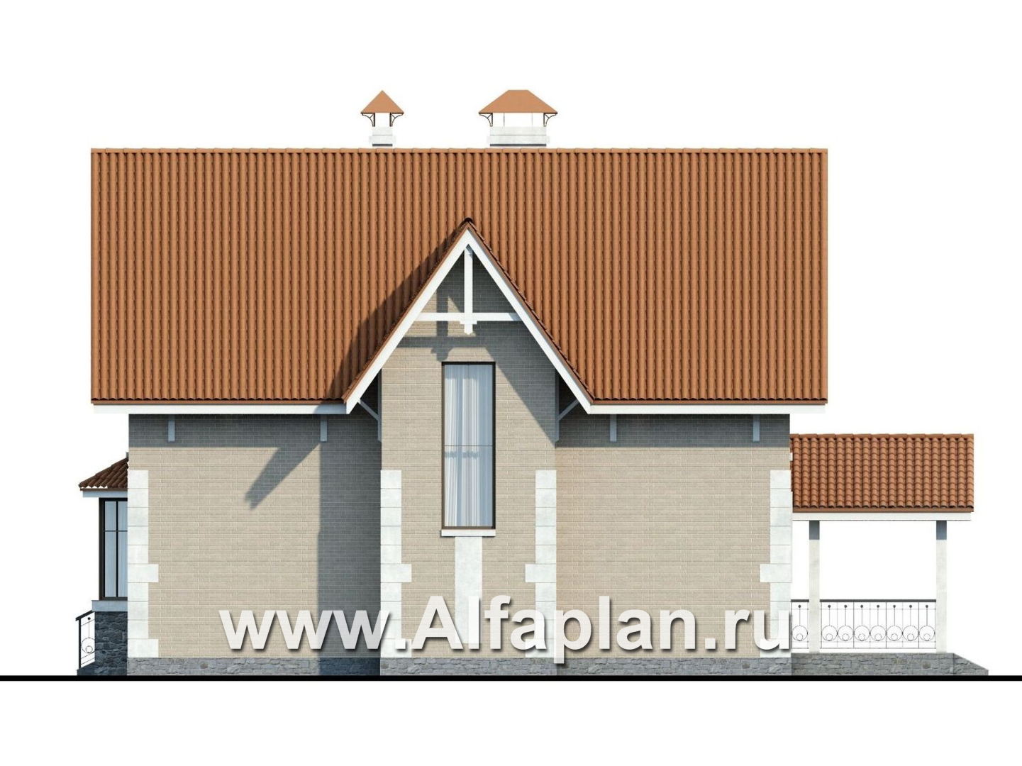 Проекты домов Альфаплан - «Примавера» - компактный дом с гаражом-навесом - изображение фасада №2