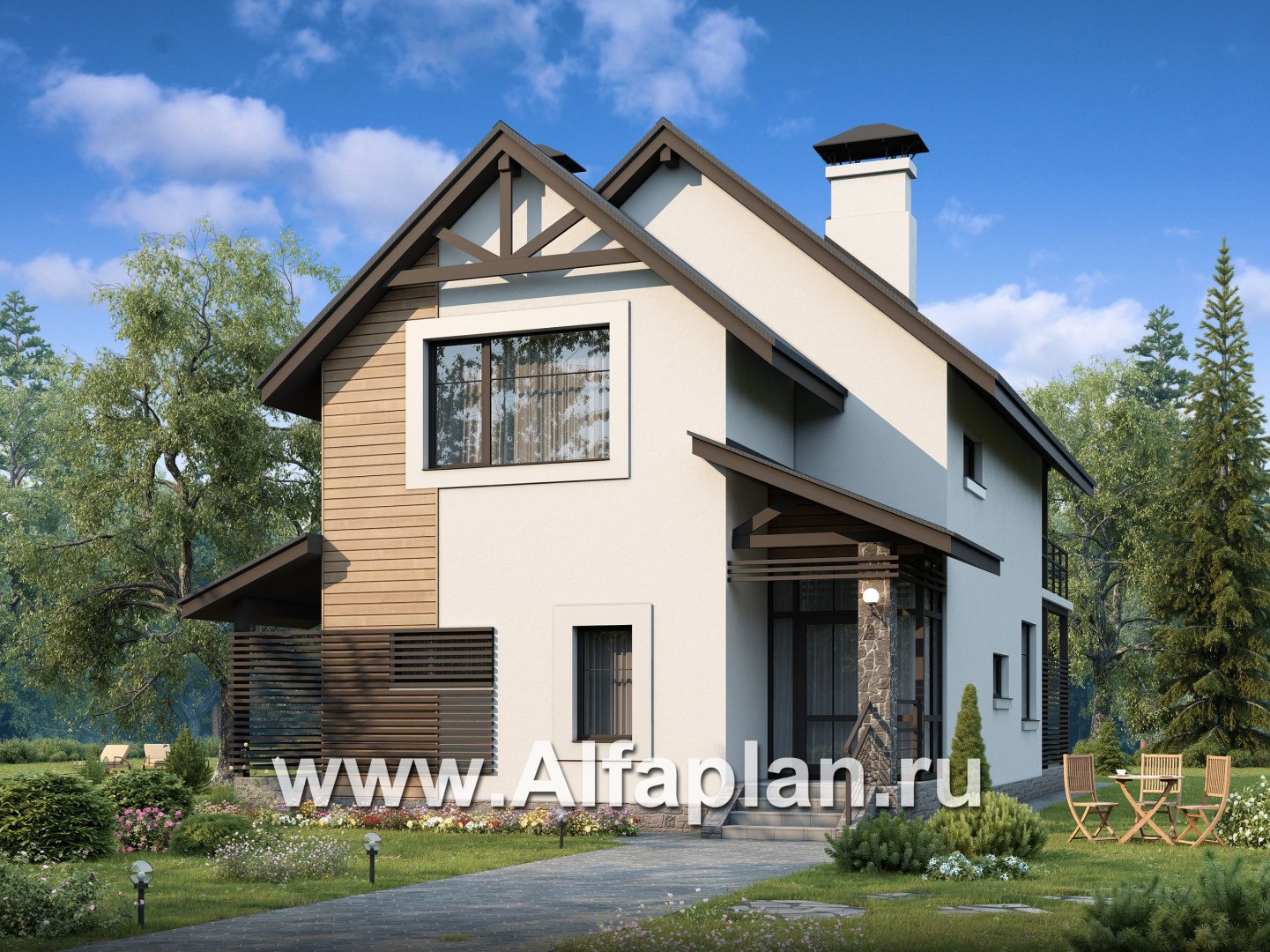 Проекты домов Альфаплан - «Гольфстрим» - дом для очень узкого участка - основное изображение
