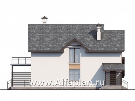 Проекты домов Альфаплан - «Гольфстрим»- компактный дом с навесом для авто - превью фасада №3
