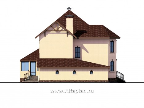 Проекты домов Альфаплан - «Амбиент» - амбиционый дом с двумя мощными эркерами - превью фасада №3