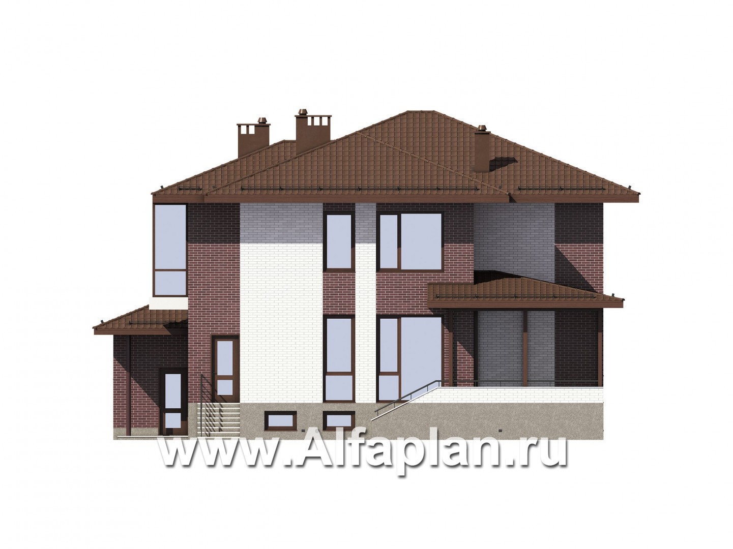 Проекты домов Альфаплан - Двухэтажный коттедж с гаражом на 2 машины - изображение фасада №2