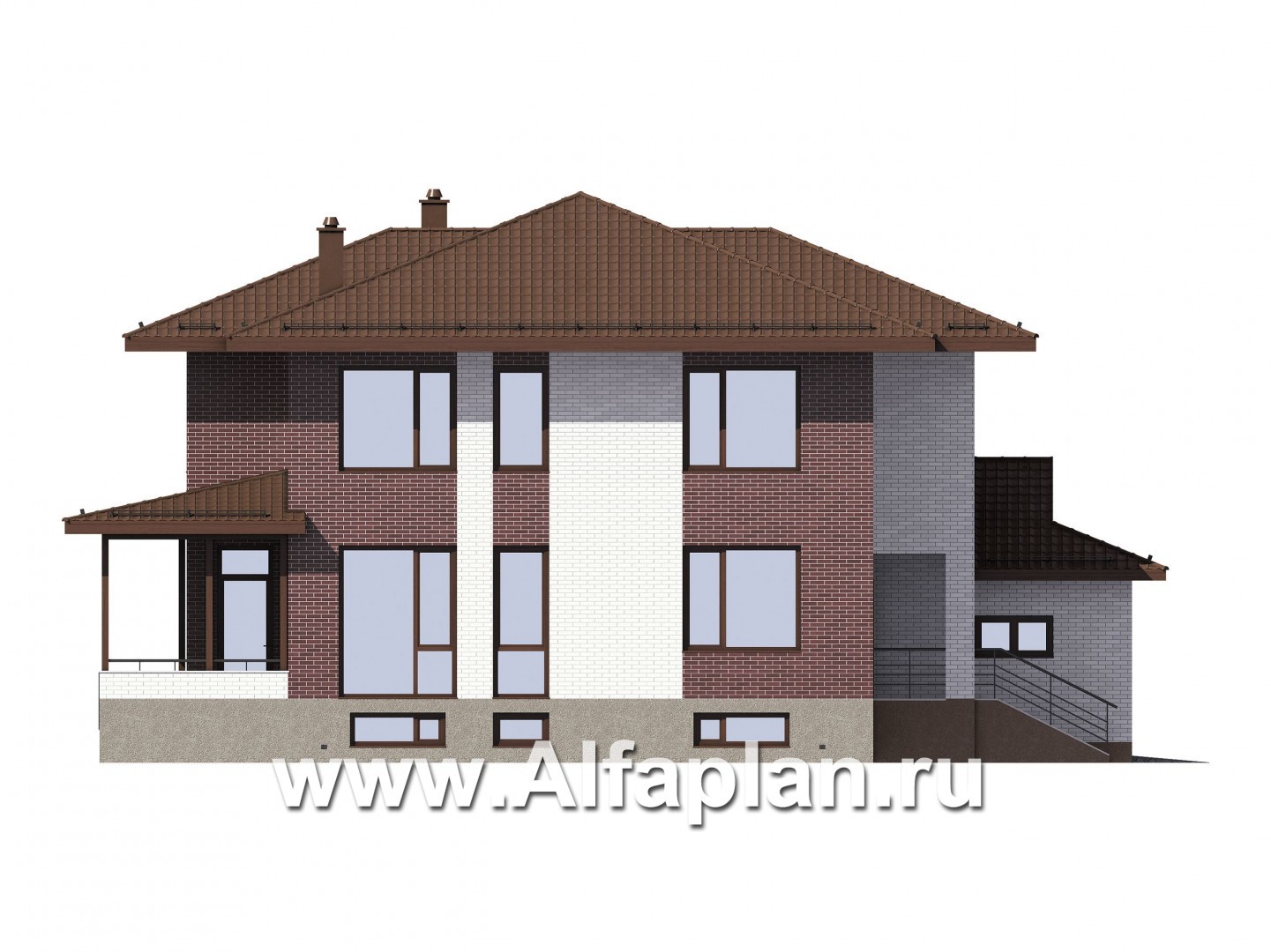 Проекты домов Альфаплан - Двухэтажный коттедж с гаражом на 2 машины - изображение фасада №4