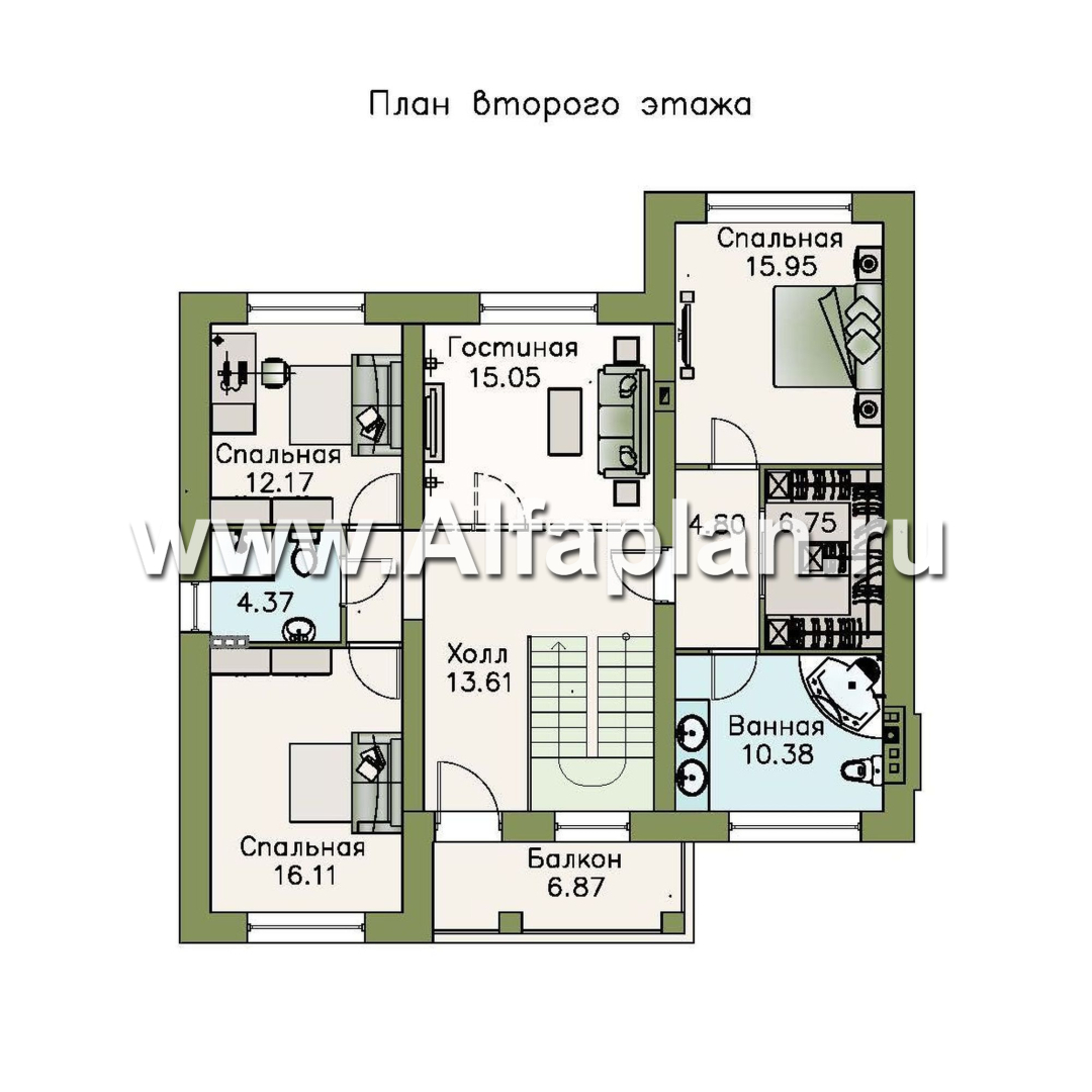 Проекты домов Альфаплан - «Айвенго»- двуxэтажный особняк для большой семьи с жилой мансардой - изображение плана проекта №2