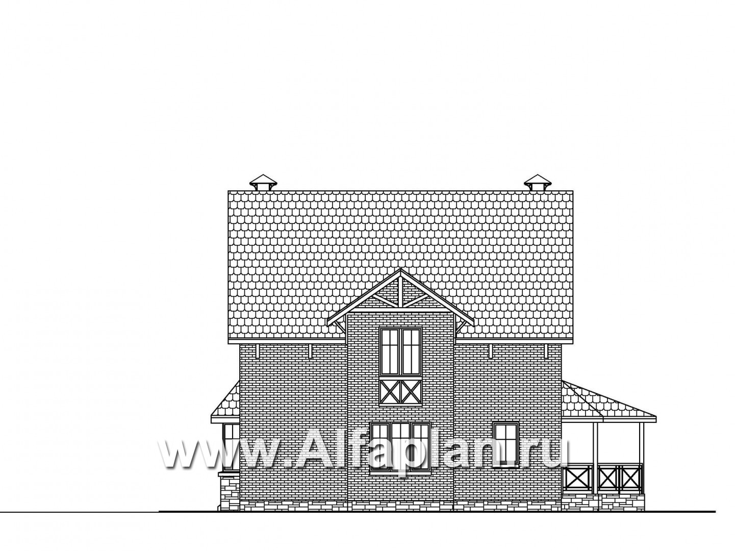 Проекты домов Альфаплан - «Дуэт» - коттедж на две семьи в европейском стиле - изображение фасада №4
