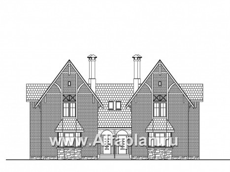 Проекты домов Альфаплан - «Дуэт» - коттедж на две семьи в европейском стиле - превью фасада №1