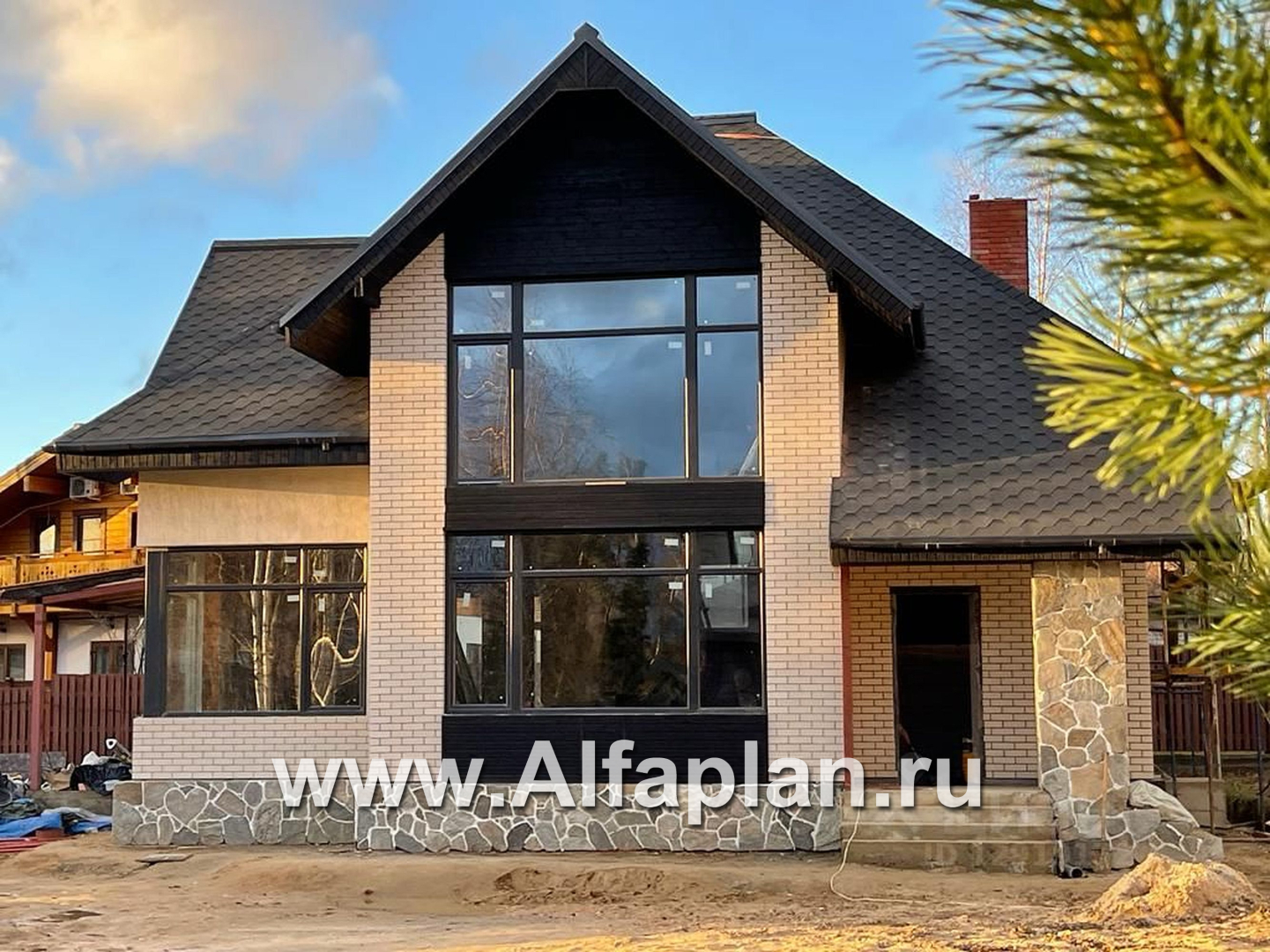 Проекты домов Альфаплан - «Альтаир» - современный мансардный дом с гаражом - дополнительное изображение №1