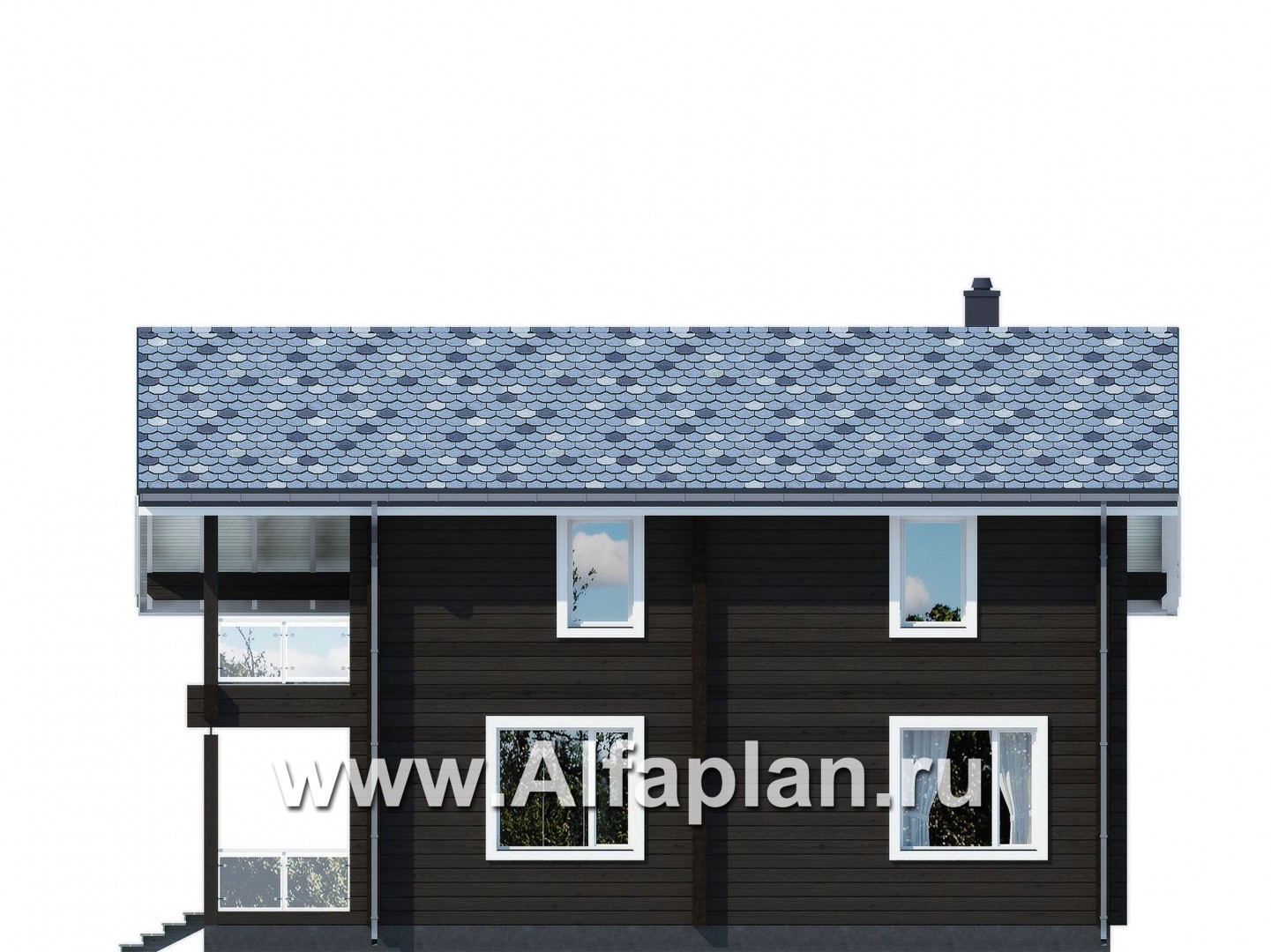 Проекты домов Альфаплан - Удобный дом-дача для загородного отдыха - изображение фасада №3