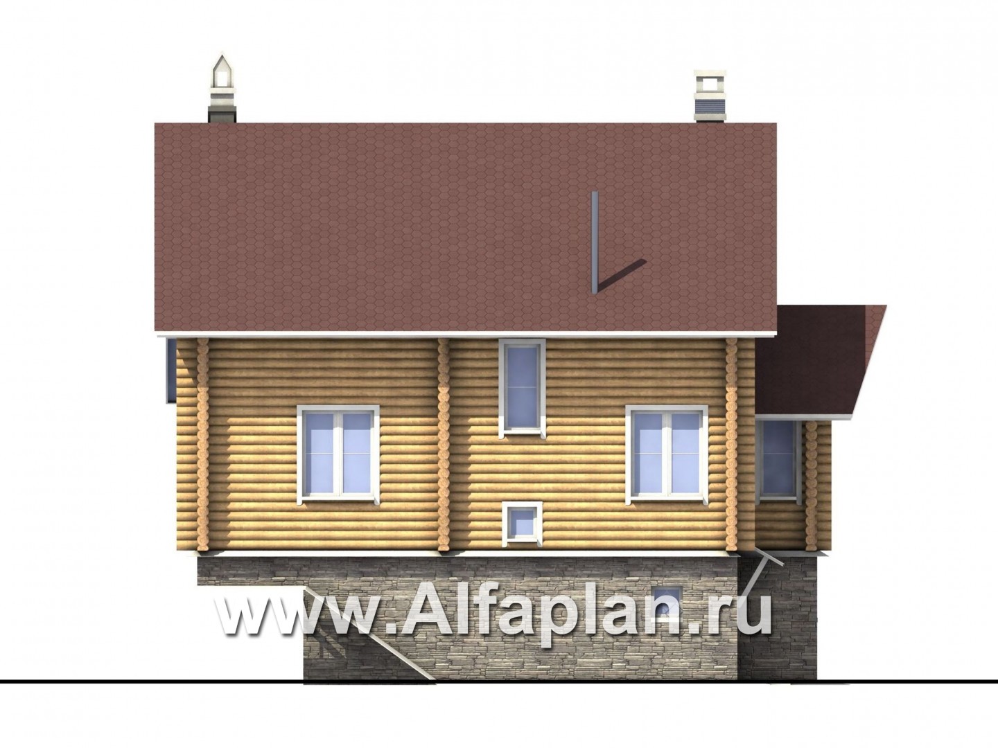 Проекты домов Альфаплан - «Усадьба» - деревянный  дом с высоким цоколем - изображение фасада №4