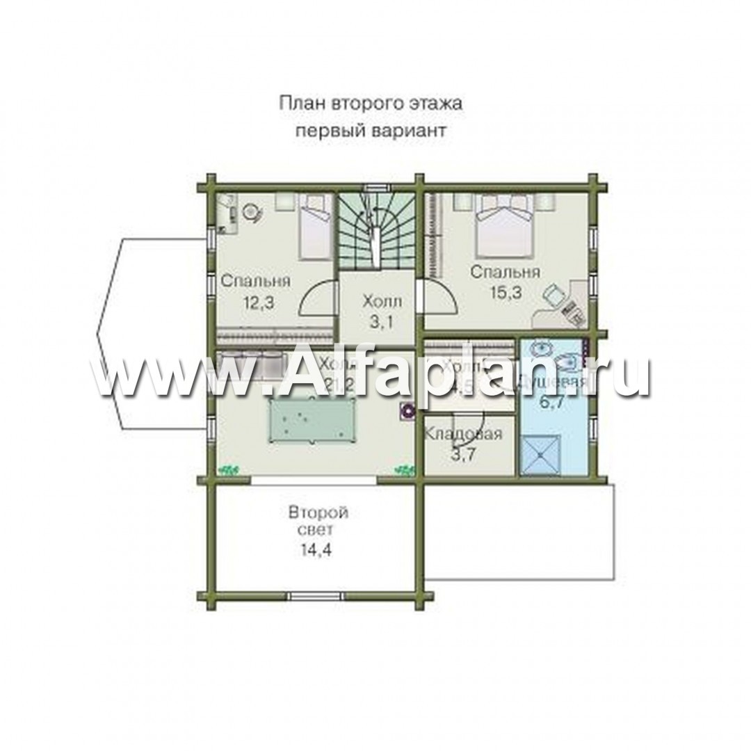 Проекты домов Альфаплан - «Усадьба» - деревянный  дом с высоким цоколем - изображение плана проекта №3