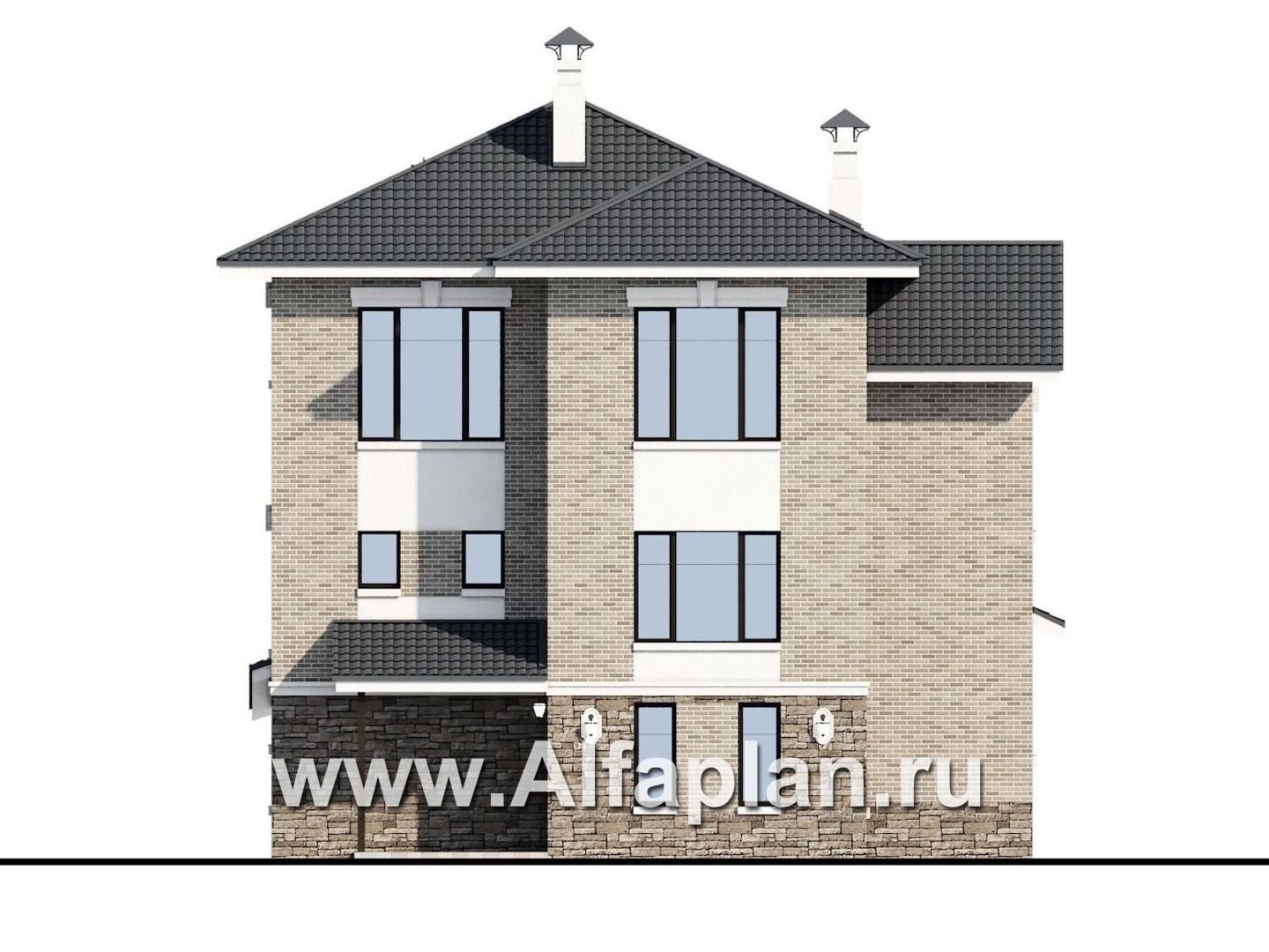 Проекты домов Альфаплан - Эксклюзивный трехэтажный классический особняк - изображение фасада №4