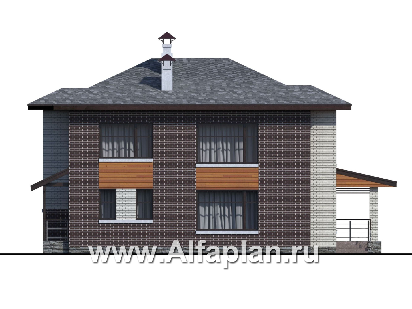 Проекты домов Альфаплан - «Республика» - современный двухэтажный комфортабельный дом - изображение фасада №4