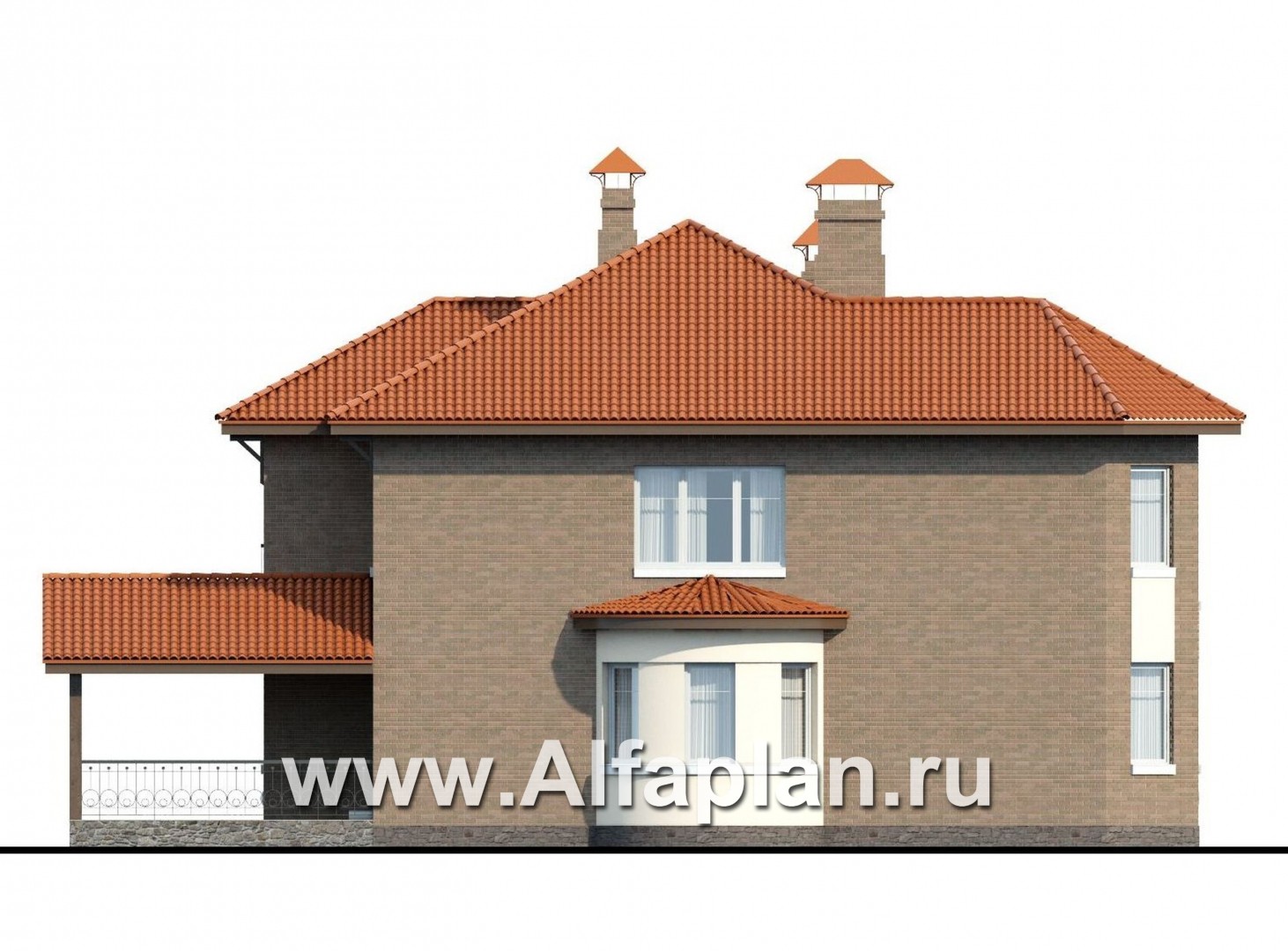 Проекты домов Альфаплан - «Митридат» -  коттедж в средиземноморском стиле - изображение фасада №3