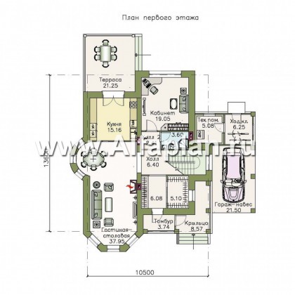 Проекты домов Альфаплан - «Митридат»- коттедж в средиземноморском стиле - превью плана проекта №1