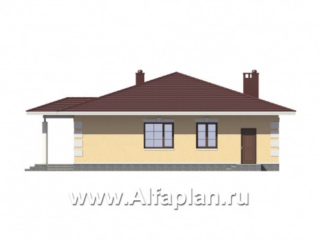 Проекты домов Альфаплан - Одноэтажный дом с удобной планировкой - превью фасада №4