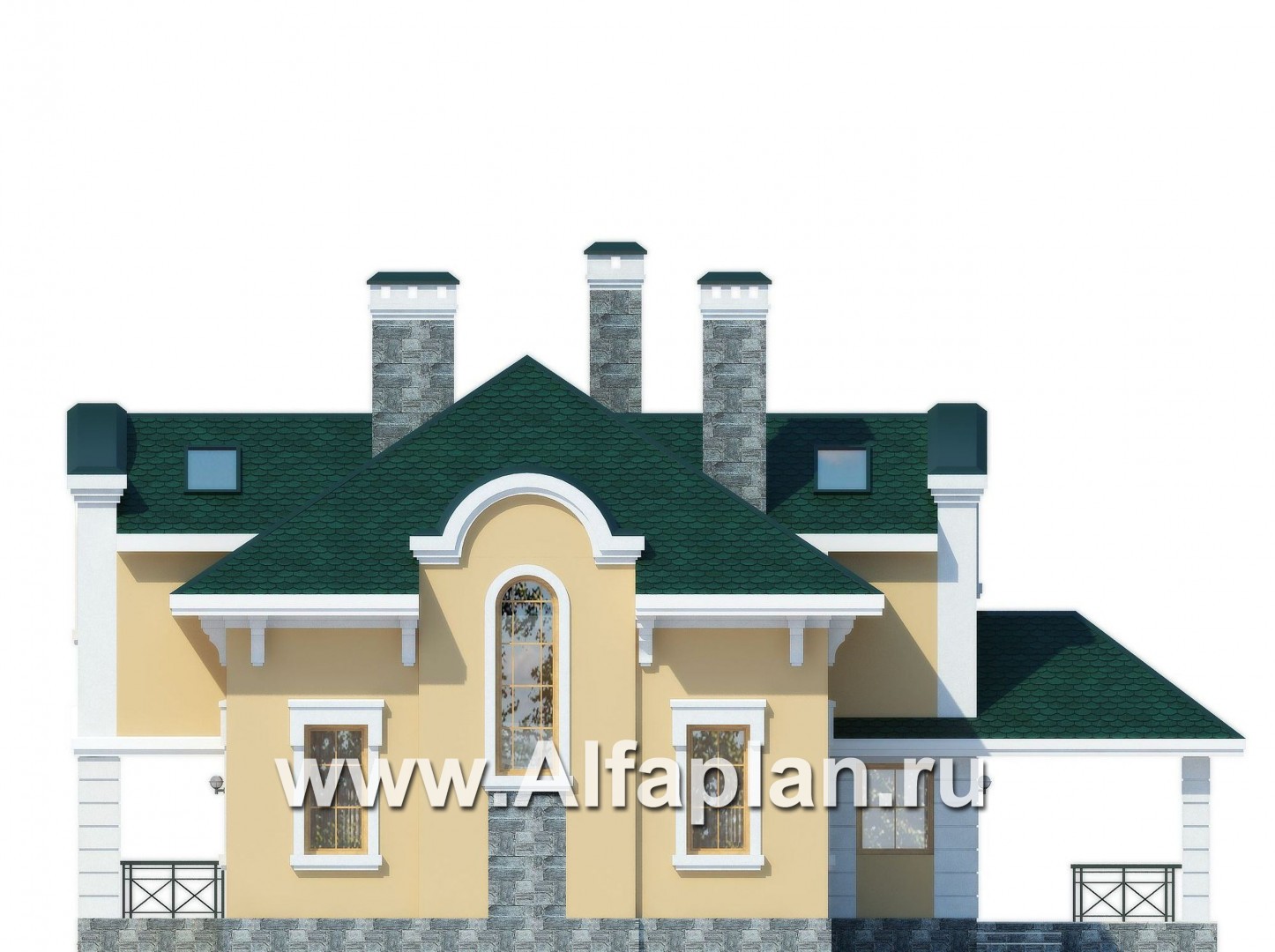 Проекты домов Альфаплан - Коттедж с мансардой в классическом стиле - изображение фасада №2
