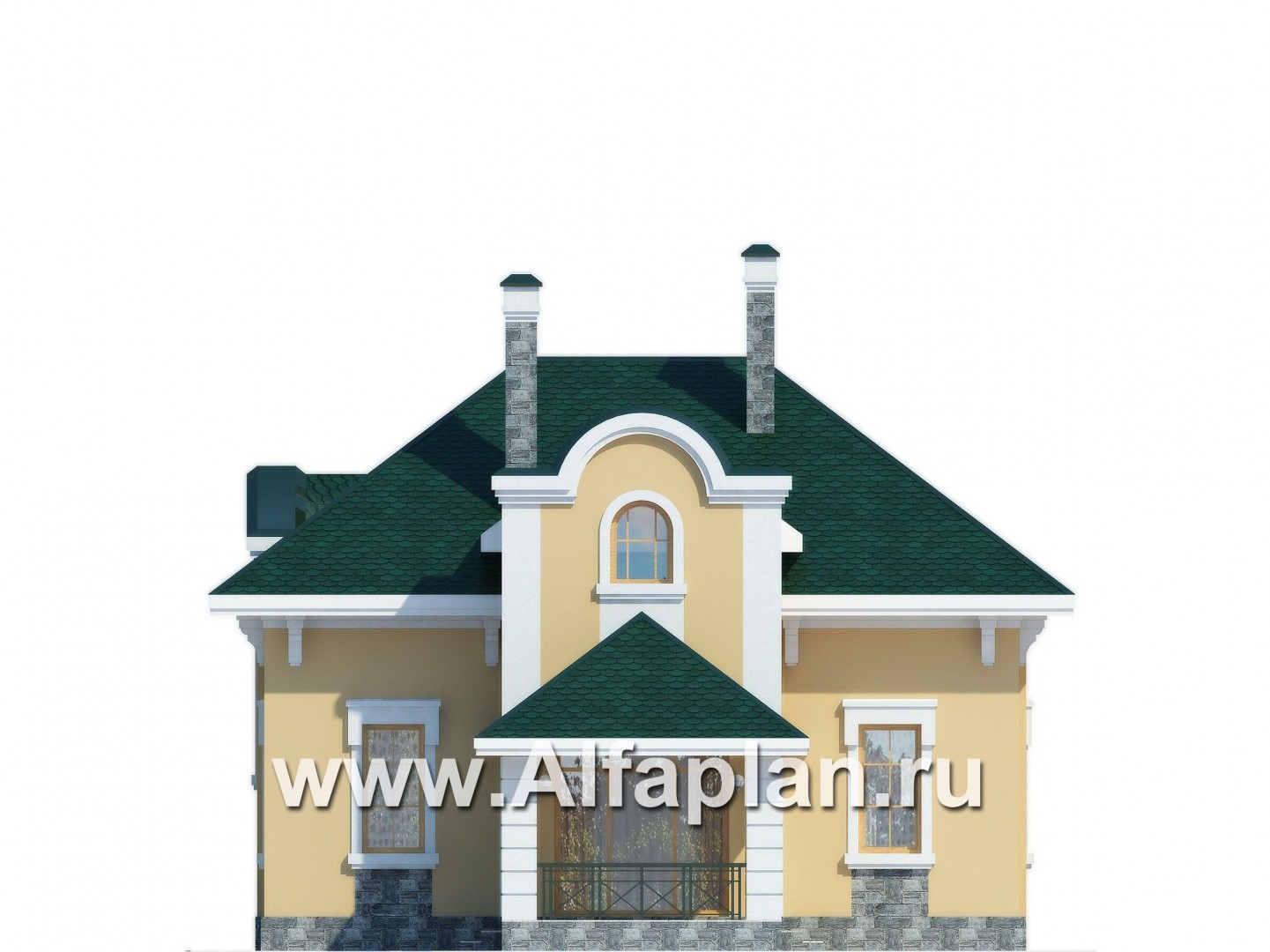 Проекты домов Альфаплан - Коттедж с мансардой в классическом стиле - изображение фасада №3