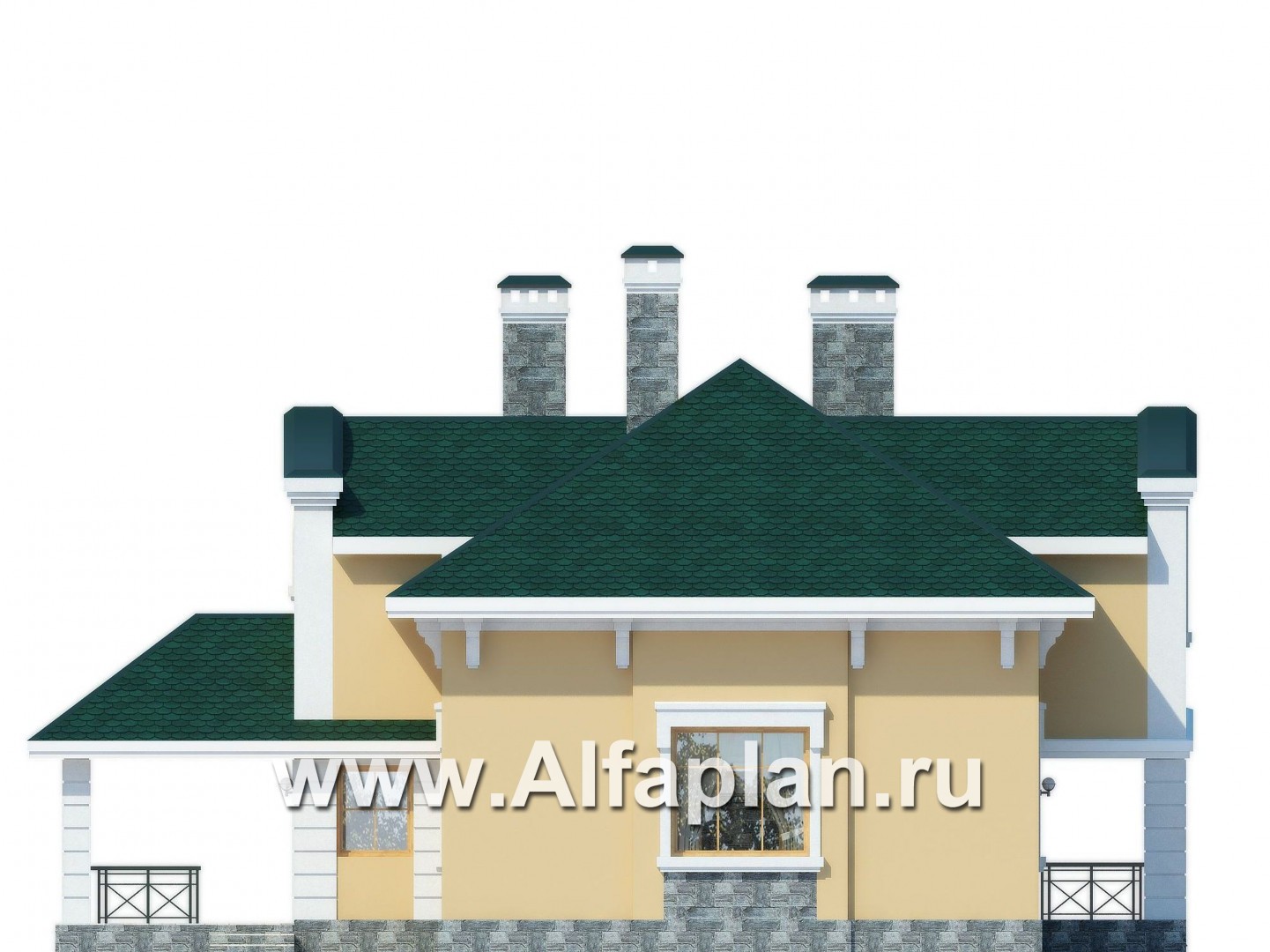 Проекты домов Альфаплан - Коттедж с мансардой в классическом стиле - изображение фасада №4