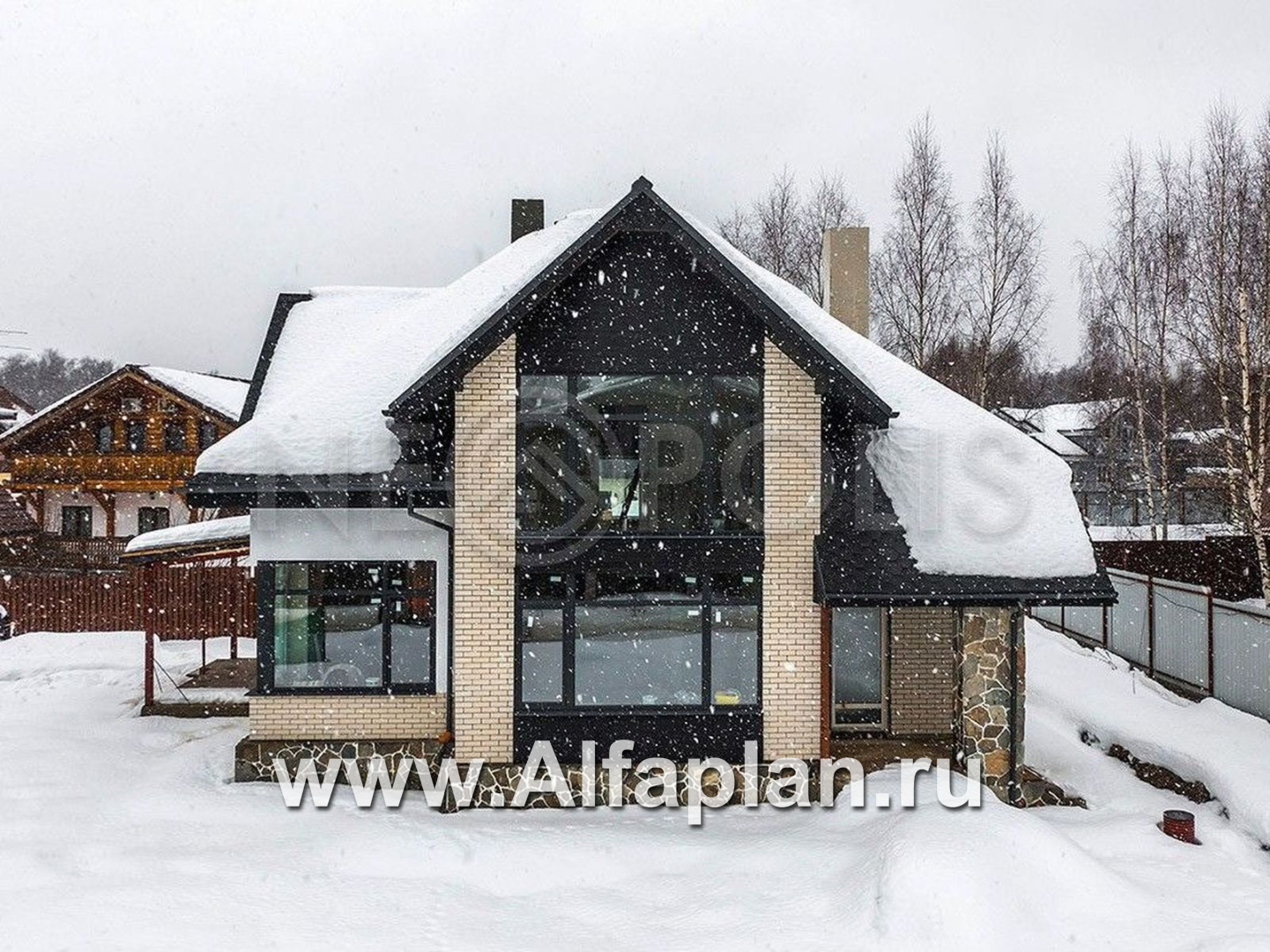 Проекты домов Альфаплан - «Альтаир» - современный мансардный дом - дополнительное изображение №1