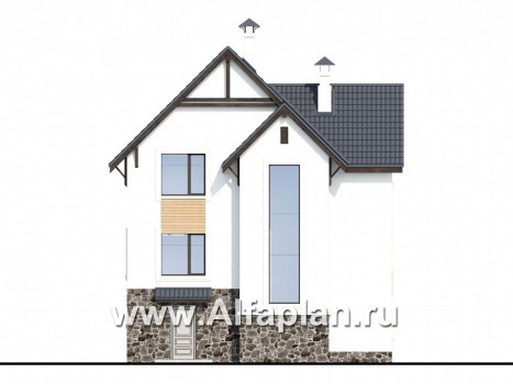 Проекты домов Альфаплан - «Фея снов» - трехэтажный дом с гаражом, террасой и лоджией - превью фасада №4