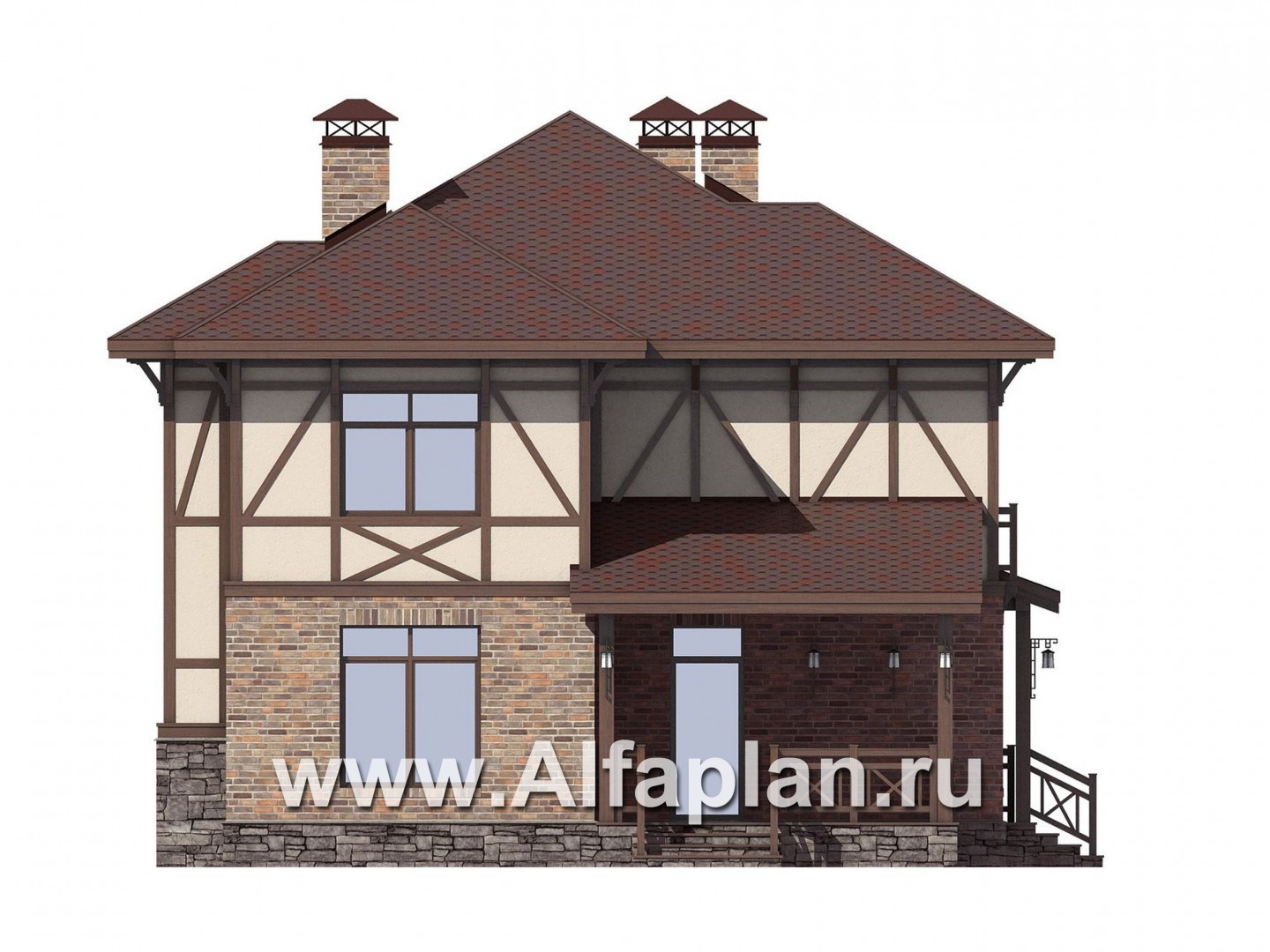 Проекты домов Альфаплан - Удобный двухэтажный дом для большой семьи - изображение фасада №4