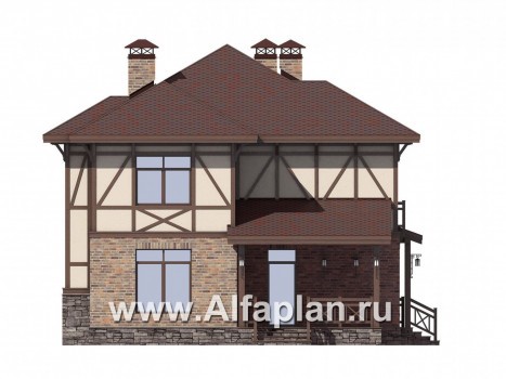 Проекты домов Альфаплан - Удобный двухэтажный дом для большой семьи - превью фасада №4