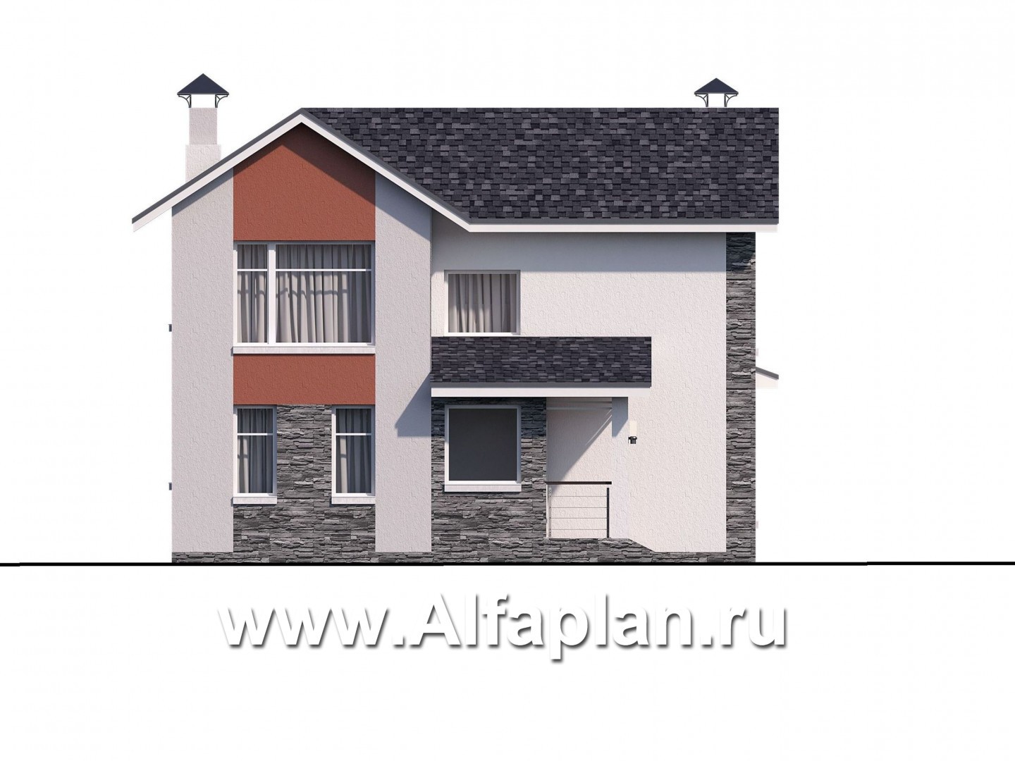 Проекты домов Альфаплан - Проект стильного компактного дома - изображение фасада №3