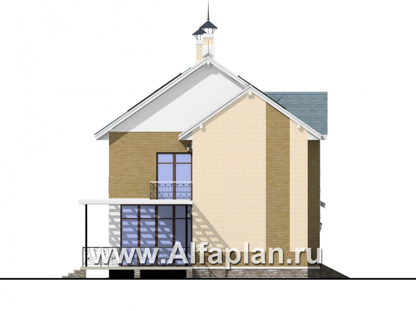 Проекты домов Альфаплан - «Дипломат» - загородный дом с бильярдной - изображение фасада №3