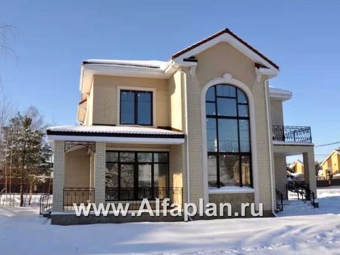 Проекты домов Альфаплан - «Голицын»- изящный коттедж с двусветной гостиной - дополнительное изображение №4