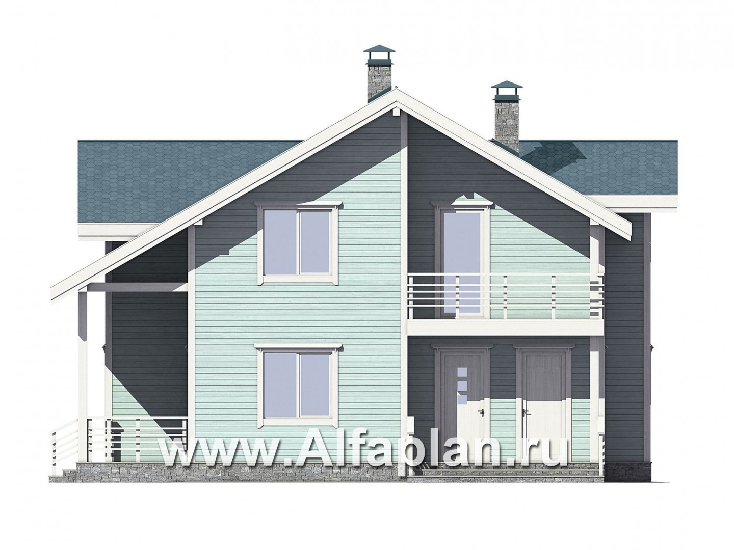 Проекты домов Альфаплан - Каркасный дом с комфортной планировкой - изображение фасада №1