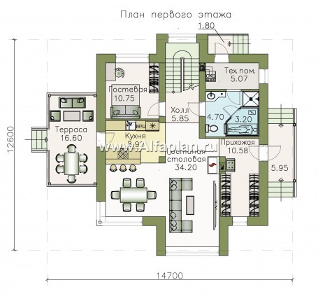 Проекты домов Альфаплан - «Альтаир» - современный мансардный дом - превью плана проекта №1