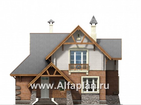 Проекты домов Альфаплан - «Альпенхаус»- альпийское шале из комбинированных материалов - превью фасада №1