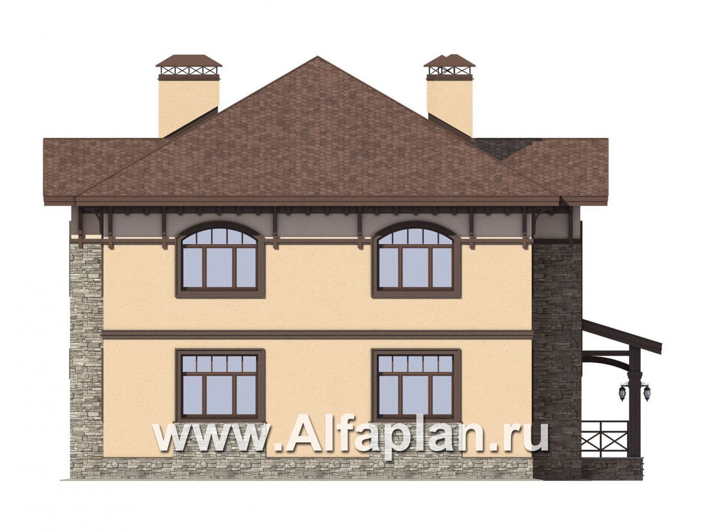 Проекты домов Альфаплан - Респектабельный двухэтажный дом - изображение фасада №2