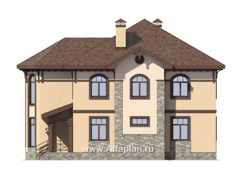 Проекты домов Альфаплан - Респектабельный двухэтажный дом - превью фасада №3