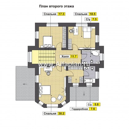 Проекты домов Альфаплан - Респектабельный двухэтажный дом - превью плана проекта №2