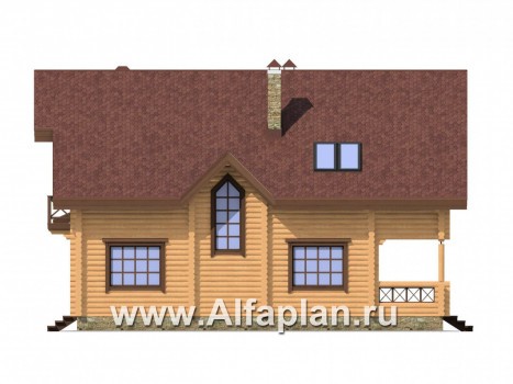 Проекты домов Альфаплан - Деревянный дом с верандой - превью фасада №4